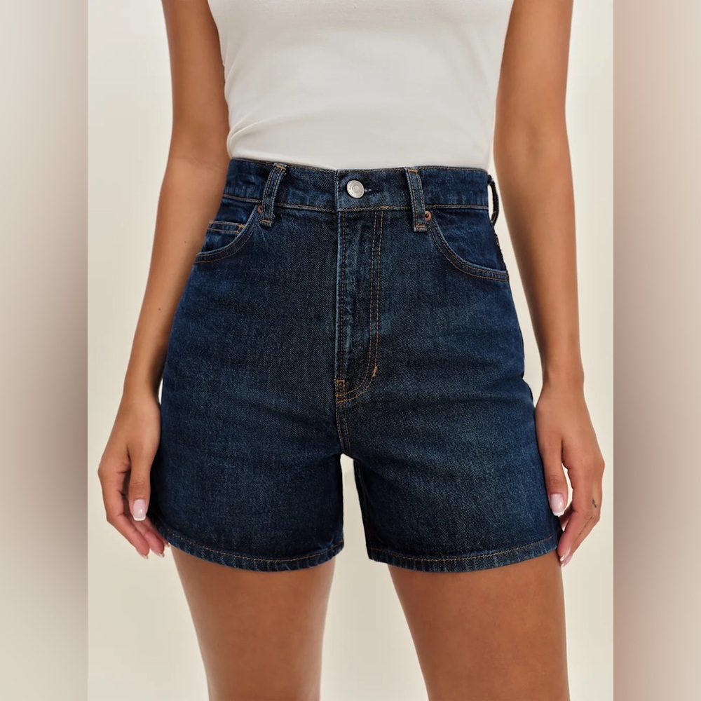 Reformation Saige High Rise 4” Jean Shorts Blue - Size 28